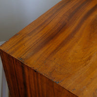 Late Georgian Anglo-Chinese Padauk Chest of Drawers with Mitred Face Frame and Original Brass Side Carrying Handles