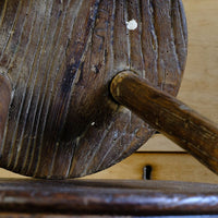 Early 20th Century Elm Milking Stool with Thick Weathered Seat and Original Patina