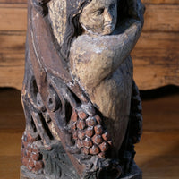 Carved Polychrome Pedestal Sculpture Of A Putto