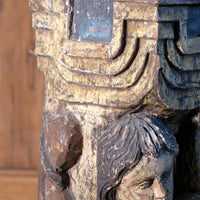 Carved Polychrome Pedestal Sculpture Of A Putto