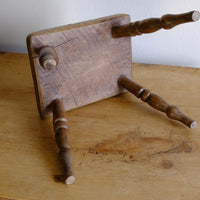 Early 20th Century Oak & Beech Country Stool with Turned Legs showing solid oak seat and turned beech legs