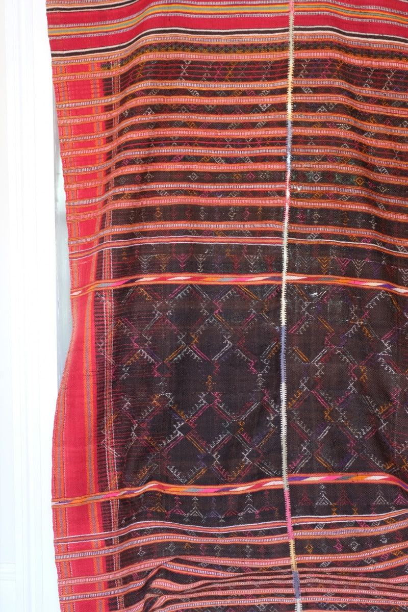 Decoratively Embroidered Indian Cotton Blanket or Throw