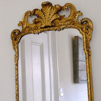 Edwardian Queen Anne Revival carved giltwood wall mirror with Prince of Wales feather crest, c.1900