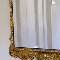 Edwardian Queen Anne Revival carved giltwood wall mirror with Prince of Wales feather crest, c.1900-  