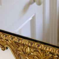 Edwardian Queen Anne Revival carved giltwood wall mirror with Prince of Wales feather crest, c.1900
