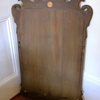 Back of an Edwardian Queen Anne Revival carved giltwood wall mirror with Prince of Wales feather crest, c.1900