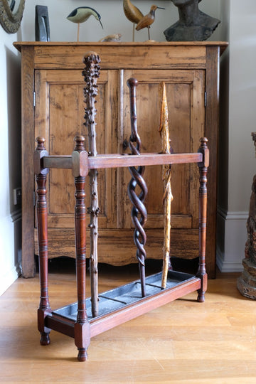 Edwardian Mahogany Stick Stand With Turned Legs