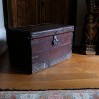 18th Century Leather & Iron Coaching Trunk