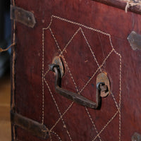 18th Century Leather & Iron Coaching Trunk