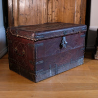 18th Century Leather & Iron Coaching Trunk