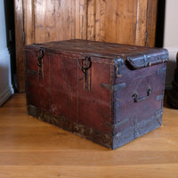 18th Century Leather & Iron Coaching Trunk