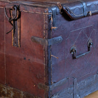 18th Century Leather & Iron Coaching Trunk