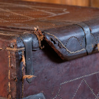 18th Century Leather & Iron Coaching Trunk