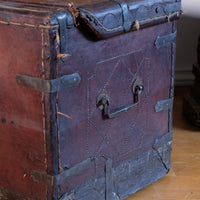 18th Century Leather & Iron Coaching Trunk