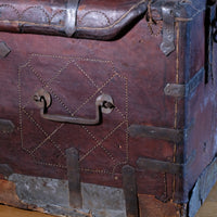 18th Century Leather & Iron Coaching Trunk