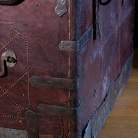 18th Century Leather & Iron Coaching Trunk