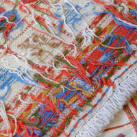Persian Sumak flatweave rug showing wrapped-weft construction and stylised tribal motifs