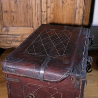 18th Century Leather & Iron Coaching Trunk