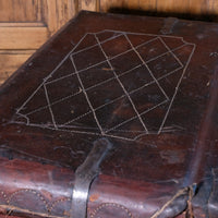 18th Century Leather & Iron Coaching Trunk