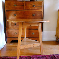 19th Century Pine Cricket Supper Table for Two with Triangular Under-Tier Shelf