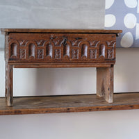 18th Century Carved English Oak Bible Box Coffer