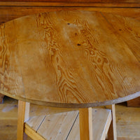 close up of a 19th Century Pine Cricket Supper Table for Two with Triangular Under-Tier Shelf