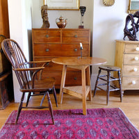 19th Century Pine Cricket Supper Table for Two with Triangular Under-Tier Shelf