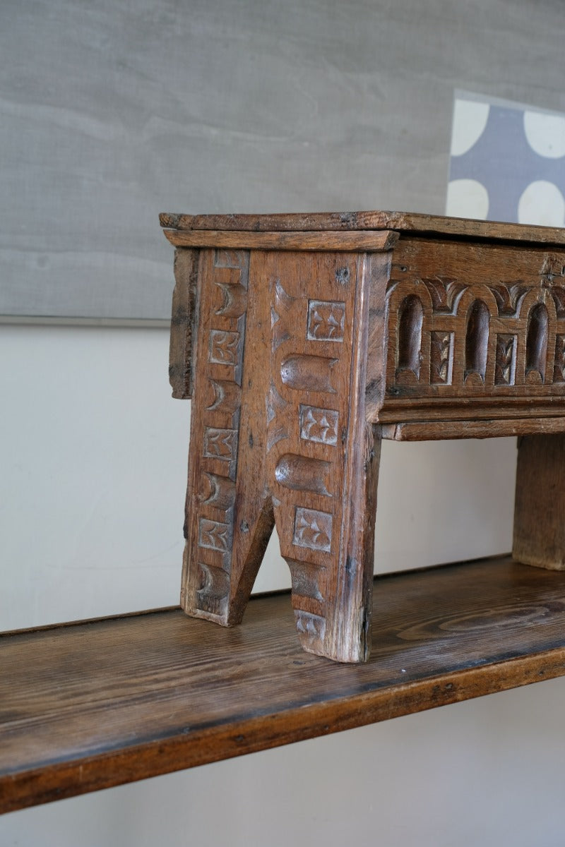 18th Century Carved English Oak Bible Box Coffer