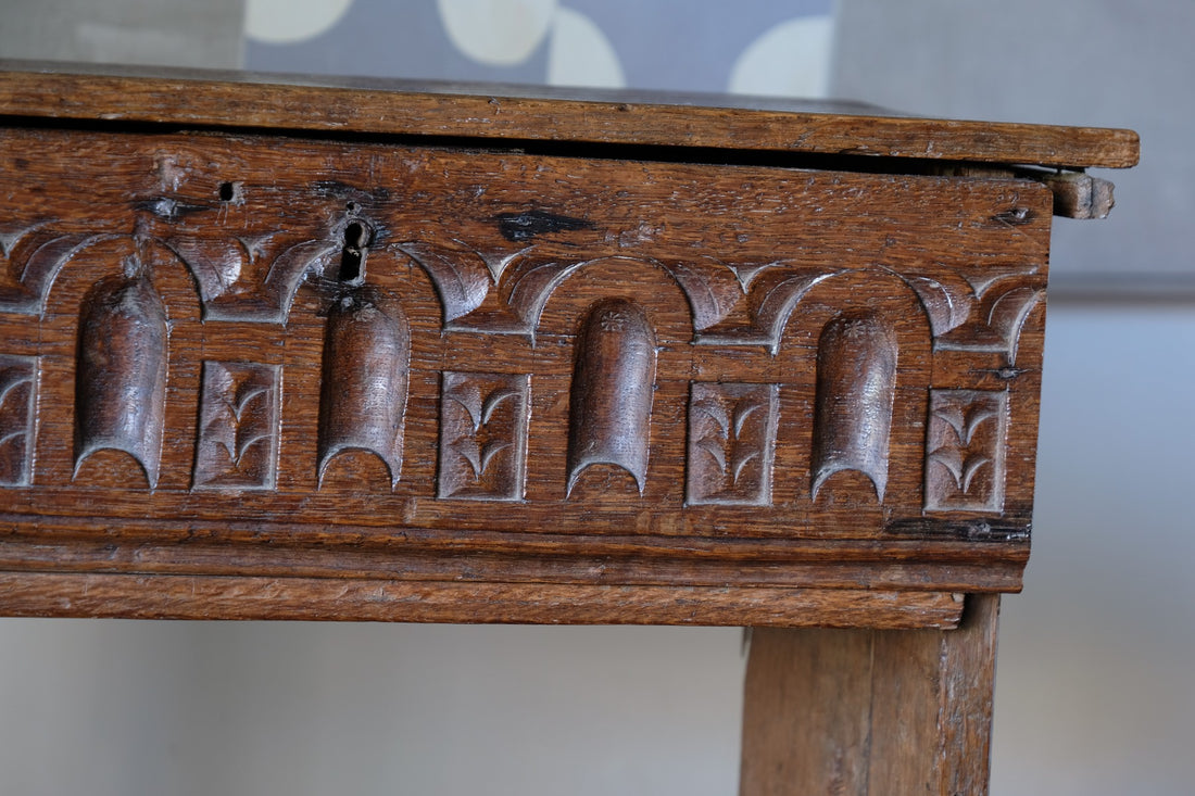 18th Century Carved English Oak Bible Box Coffer