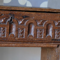 18th Century Carved English Oak Bible Box Coffer