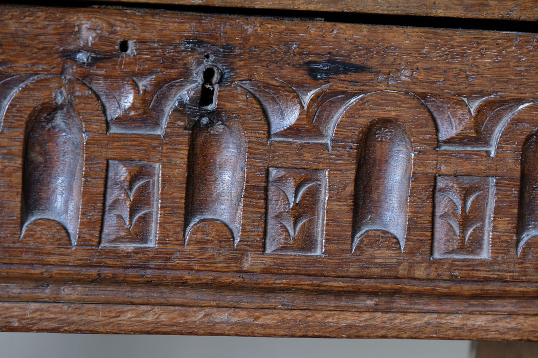 18th Century Carved English Oak Bible Box Coffer