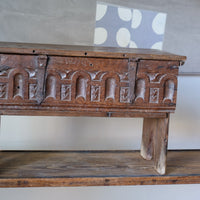 18th Century Carved English Oak Bible Box Coffer