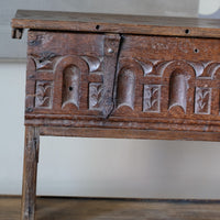 18th Century Carved English Oak Bible Box Coffer