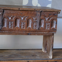 18th Century Carved English Oak Bible Box Coffer