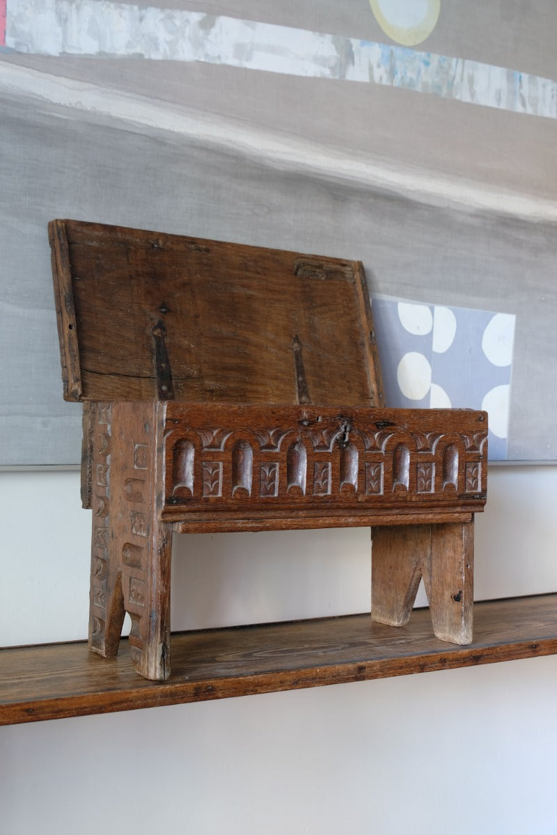 18th Century Carved English Oak Bible Box Coffer