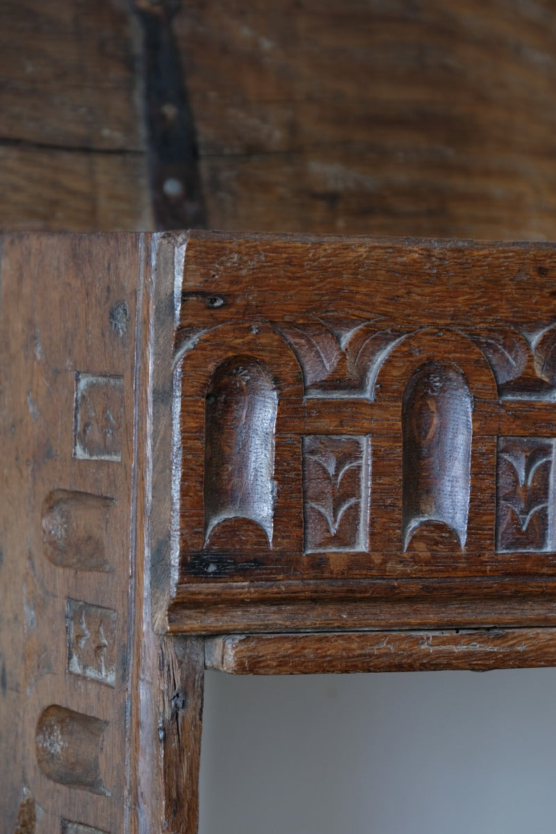 18th Century Carved English Oak Bible Box Coffer