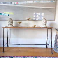 Contemporary Wrought Iron Pine Console Table