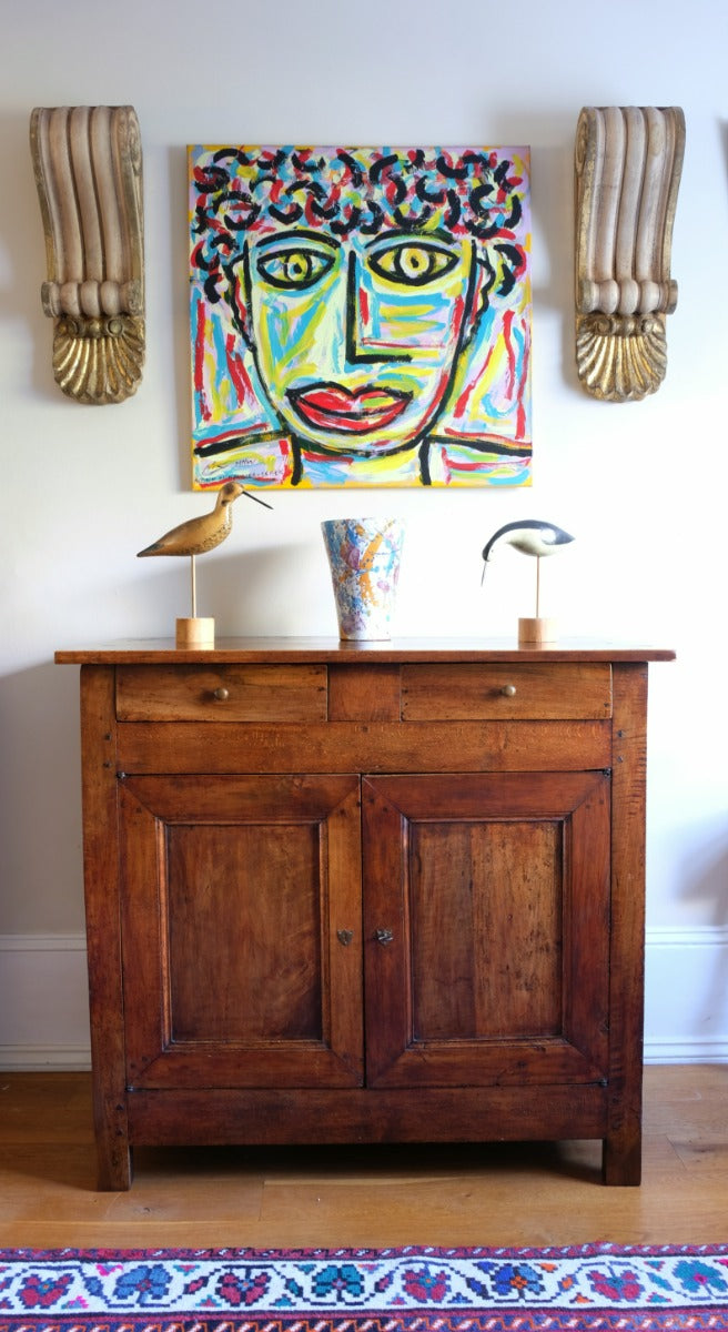 19th Century Sideboard Cupboard With Original Brass Ware