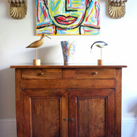 19th Century Sideboard Cupboard With Original Brass Ware