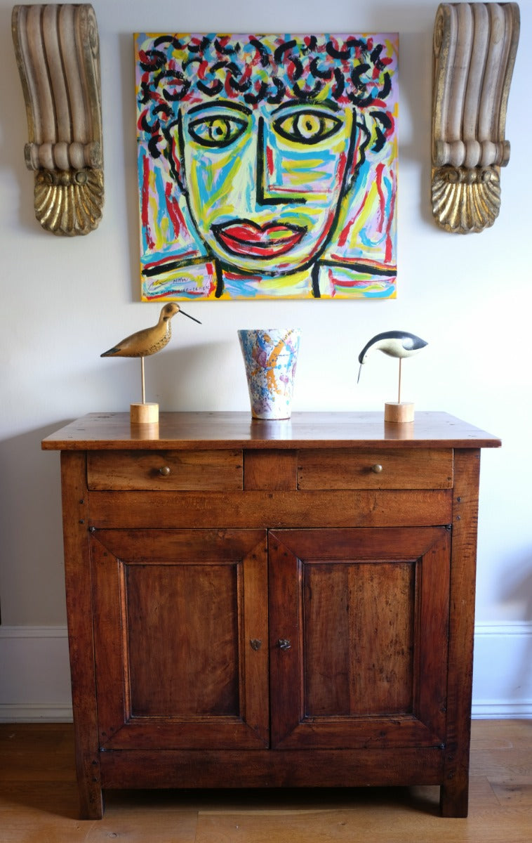 19th Century Sideboard Cupboard With Original Brass Ware