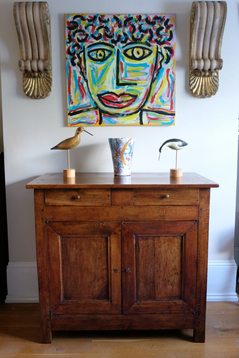 19th Century Sideboard Cupboard With Original Brass Ware