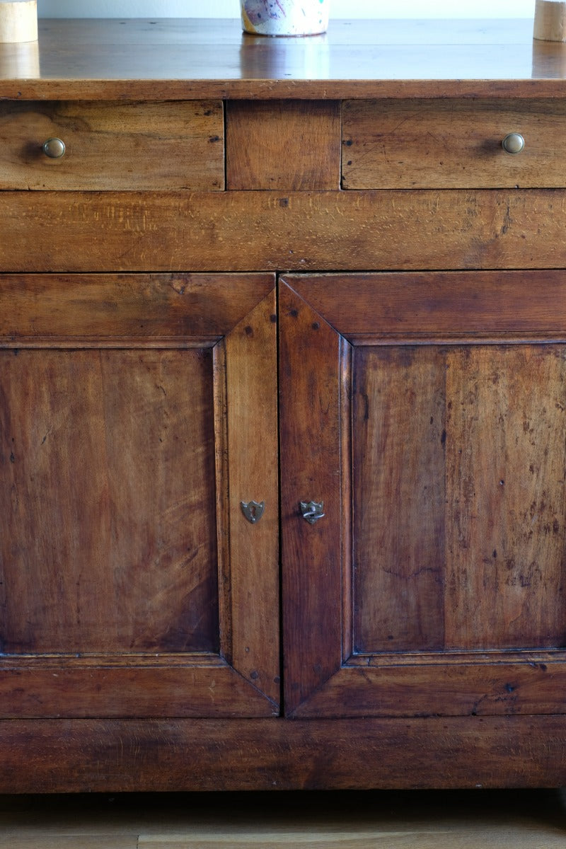 19th Century Sideboard Cupboard With Original Brass Ware