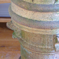 Late Victorian English buff terracotta crown chimney pot c.1880 with vented body and moulded architectural decoration