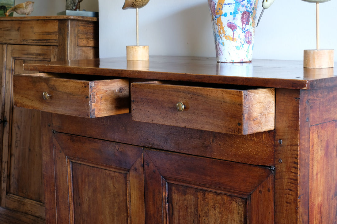 19th Century Sideboard Cupboard With Original Brass Ware