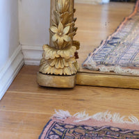 Close up of the  Exceptionally expressive carved flower heads, leaves and foliate terminals on the Mid-19th Century Giltwood Pier and Overmantel Mirror by John Westley Birmingham