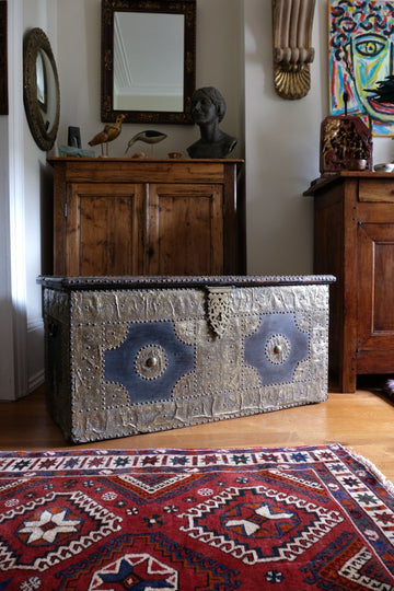 Zanzibar Coffer Chest With Brass Engraving & Stud Work