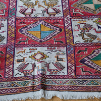Vintage Handwoven Persian Silk Soumak Animal Rug, 118 x 190 cm