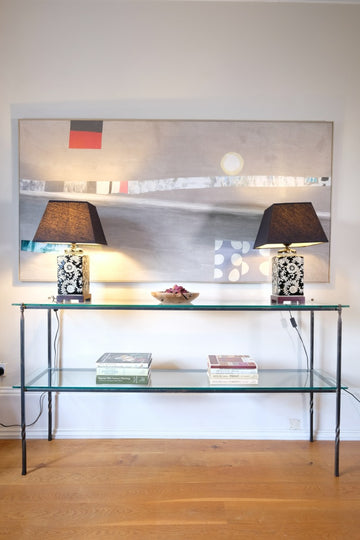 Patinated Wrought Iron & Glass Console Table