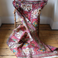 Vintage Handwoven Persian Silk Soumak Animal Rug, 118 x 190 cm