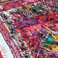 Vintage Handwoven Persian Silk Soumak Animal Rug, 118 x 190 cm